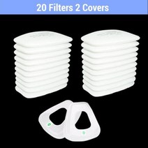 안전용품 50100Pcs 5N11 산업 방진 필터면 3M 620075026800 화학 호흡기 가스 마스크 페인팅, 20 Filters 2 Covers