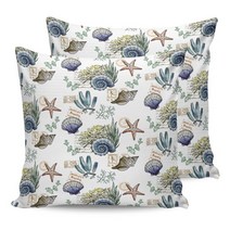 조개 쿠션 핑크벨벳 방석 쇼파 대형 야외 방수 베갯잇 오션 비치 우드 그레인 불가사리 쉘 소파 케이스 장식 베개 커버 2 개 4, [09] 45 x 45cm x 4, [03] WHH04345