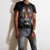 쿨드라이 티셔츠 블루 아이드 타이거 호랑이 동물 여름 반팔 티셔츠