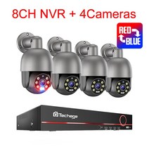 멀티포트충전기 100w c타입 techage 보안 카메라 시스템 8ch 5mp hd, 없음, 8채널 4PTZ 카메라