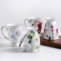 레트로 본차이나 굽 머그 320ml 2p세트, 목련