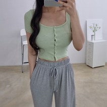 또또단추 골지 스퀘어넥 크롭 반팔가디건 4색