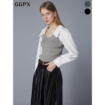 GGPX 니트 레이어드형 오픈 카라 셔츠 GO8SH110F
