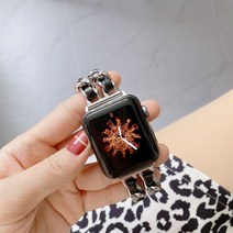 1+1 애플 워치 7 호환 스트랩 메탈 밴드 두줄 체인 iwatch 6/5/4/3 SE