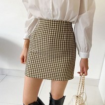 퍼니걸스 9536 데일리 뒷 밴딩 체크 미니 스커트 여성의류