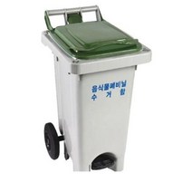 음식물 폐비닐 수거함 60L 페달고리형 쓰레기통 업소, 녹색, 녹색뚜껑 수거함 (폐달)
