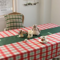 원하시는대로 연출 해보세요~ 맞춤제작 가능한 크리스마스 기모체크 테이블보 식탁보 테이블 식탁 커버, 그린테이블보/직4(130x180)