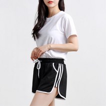 2줄 3부 반바지 트레이닝 홈웨어 밴딩 스판 운동복