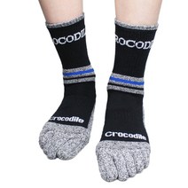 크로커다일 남성 스포츠 등산 쿠션 모프 발가락 중목 양말 2족 CD201, 블랙