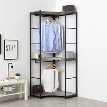 아파트원룸 2단 상하의 사다리행거 코너장(80cm 5색) 명품 24평 좁은방, 오크브라운