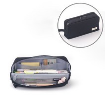 학생필통 다용도 손잡이 파우치 고등학생 대학생필통, 블랙