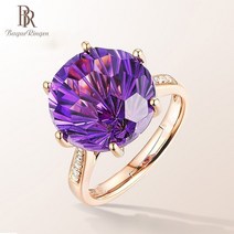 자수정반지 탄생석 자수정 남자 보석 자개 반지 bague ringen 로즈 골드 컬러