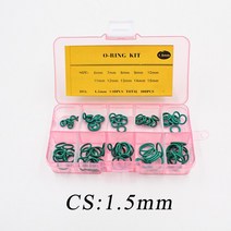 불소 고무 두께 1.51.81.92.42.653.1mm 녹색 고무 링 FKM O 링 씰 O-링 오링 키트 분류 키트, 01 G100-1.5