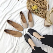 여자 스퀘어 브이컷 1.5cm 3컬러 데일리 플랫슈즈