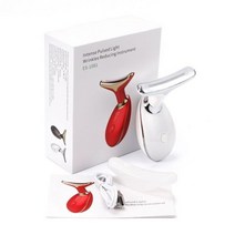 3 IN 1 이중 턱 목 제거 장치 LED 광자 치료 목 얼굴 리프팅 마사지 주름 방지 목 관리 피부 리프팅 도구, White