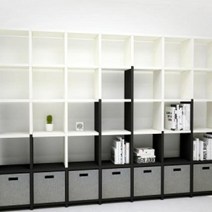 슬림책장 깊은책장 거실책꽂이 더크린 DIY 1 바이오리듬 오픈 수납함 서재장, 블랙