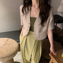 여성 린넨 마 반팔 자켓