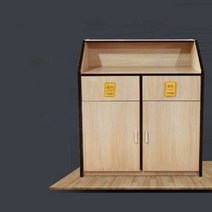 페스트푸드 반납대 리턴테이블 셀프 정리대 우드 매대, 상단이 경사진 작은 오크색 이중 캐비닛