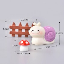 요정장식 미니어처 울타리정원 미니버섯 요정소품 kawaii 코끼리 입상 소 돼지 개구리 오리 고슴도치 거북이 개 고양이 장식 미니 요정 정원 동물 동상 수지 공예, 달팽이