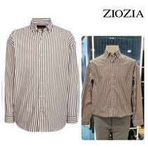 지오지아 95 100사이즈 핑크 코튼 루즈핏 스트라이프 패턴 셔츠