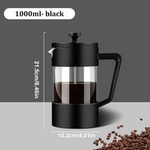 프렌치 프레스 커피/차 브루어 커피 포트 메이커 물물통 물병케이지 물통케이지 1000ML 유리 보온물통 물병, 03 1000ML