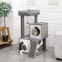 나무위의고양이 캣타워 스크레처 캣워커 선반 multi level cat tree condo house furniture sisal scratch posts for cat, amt0116bn, 사진으로