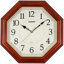 CASIO CASIO(카시오) 탁상시계 다크브라운 직경 33.8cm 아날로그 팔각 나무틀 연속초침 IQ-123S-5JF