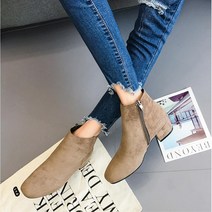 심플 스웨이드 여성 미들굽 숏 앵클부츠 가을여자코디