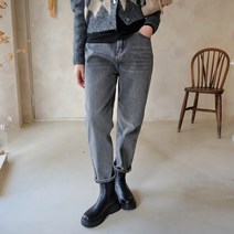 데일리앤 네빌 여성 융 기모 배기 데님팬츠
