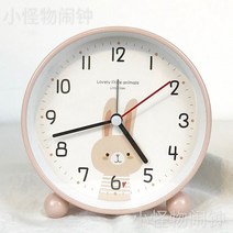 에끌 예쁜탁상시계 신혼선물 알람시계 음소거 알람 시계 학생 침실 침대 옆 시계 어린이 만화 데스크탑 야간 조명 테이블 시계 소녀-12590, 15. 4 인치 핑크 귀여운 토끼