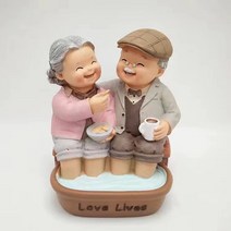 가정의달 부모님 선물 행복한 노부부 도자기 인형, C-1