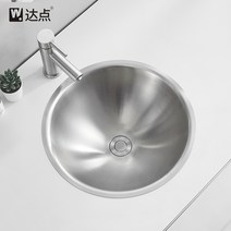 언더볼 세면대 매립형 원형 세면볼 수전 세트 sus304, (F)기본+ 싱글 냉수 수전+호스 1개