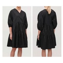 코스원피스 New +Tag~ COS~ Tiered A Line Wrap DRESS ~Black Cotton ~XS to Med