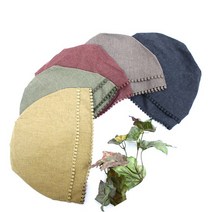 [서울양품점]잔체크 2단방울레이스 가을비니 두건 모자