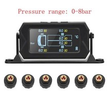 차량용 미니 전광판 휠캡 tpms 젠더 자동차 휠 프로텍터 락볼트 CODASH자동차 무선 타이어 압력 모니터 6 외부 TPMS 센서 15 바 온도 경보 시스템 LCD USB 태양열, 8 Bar (max)