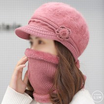 도오빠 여성 모자 니트모자 토끼털 넥워머 목도리 털모자 베레모 어머니모자 겨울모자