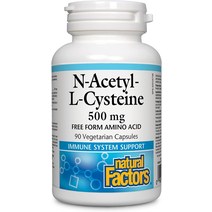 나우푸드 nac 영양제 NACC nacl Natural Factors N-Acetyl-L-Cysteine 500 mg 오염된 환경으로부터 방어하기 위한 항산화 지원 90 캡슐90회