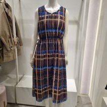 올리비아로렌 [체크프린트 민소매 롱원피스] 허리 스트링으로 체형에 맞게 조절 가능한 시원한 무드의 아이템 VOCOAXM5211