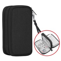 BUBM 보조배터리 외장하드 멀티 파우치 더블레이어 CDBS, 더블 블랙
