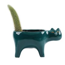 다육이 식물 화분 만화 고양이 세라믹 식물 심기 꽃 배수 데스크탑 장식 pots, 1-15.8x8cm