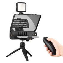 Andoer A 스마트 폰 DSLR 카메라 Teleprompter Prompter with LED 채우기 라이트 삼각대 원격 제어 Vlog 라이브 스트림 인터뷰, 단일옵션