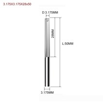 1 개 3.175mm 4mm 6mm 8mm 2 개의 플루트 스트레이트 슬롯 비트 우드 커터 CNC 솔리드 카바이드 2 개의 더, 15 3.175X3.175X28X50