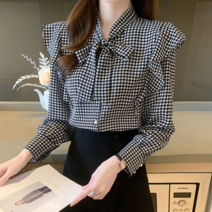 샐리 샐리 리본프릴하운드체크블라우스_I3A-CBL020