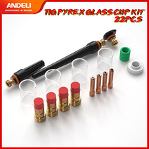 가스용접기 동관 산소용접기 Andeli 22pcs wp-171826 파이렉스 유리 컵 키트용 tig 용접 토치 스터비 가스 렌즈 내구성 실용적인 gtaw 용접기 액세서리, 협동사
