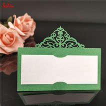 초대장 카드 세련된 진주 광택 테이블 카드 게스트 용품 웨딩 파티 호의 5Z 50 개, 04 Dark Green_04 100pcs