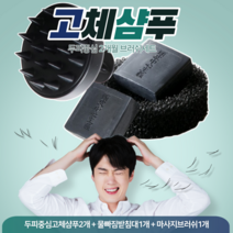 두피중심 고체샴푸 휴대 모발비누 지루성 탈모 케어 비듬 두피뾰루지 올인원샴푸바, 2개+브러쉬1개