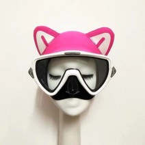스노클링 마스크 2mm 네오프렌 분리형 만화 머리띠 헤어 밴드 후드 수중 모발 보호, 핑크 고양이