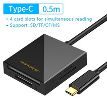 카드리더기 usb sd card UTHAI Four-In-One 카드 판독기 휴대 전화 컴퓨터 카메라 CF/, 01 Type-C-Black