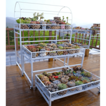 화분 선반 다이 대형 진열대, 3단길이100가로60높이120화이트