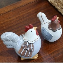 카페 주방 선반 장식 빈티지 스티치 닭 인형 2p 데코소품